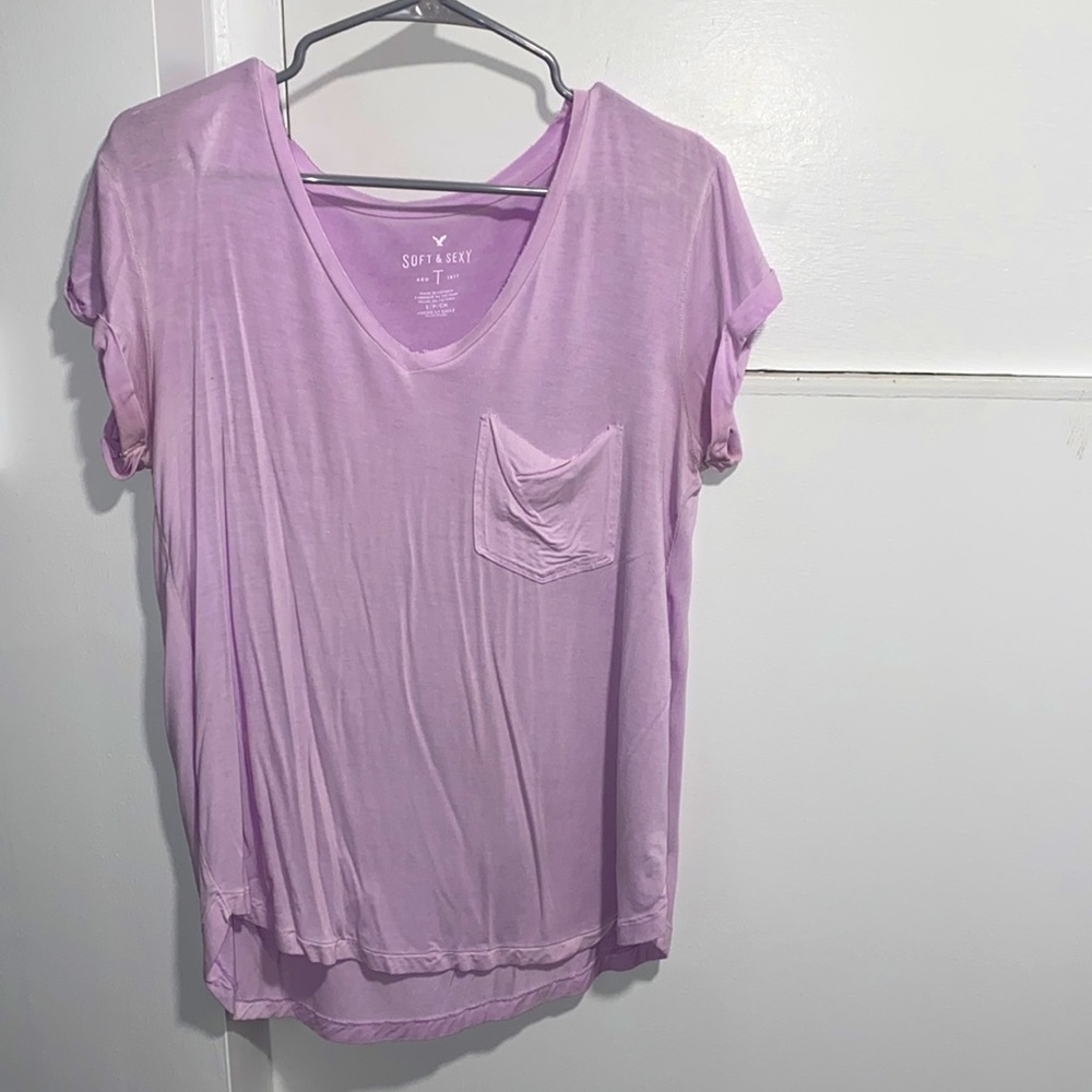 American Eagle “soft and sexy” light purple shirt-sleeve — size small
